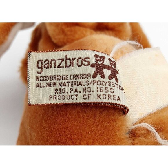 Vintage 1986 Ganz Bros. Brown Wrinkles Dog Plush With Bone 7" - Picture 5 of 6